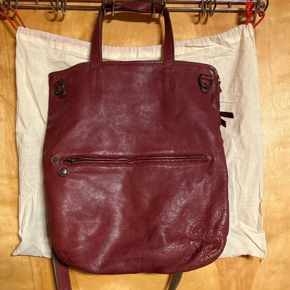 Aunts and Uncles Deep Burgundy Leather Crossbody Bag - Picture 5 of 7